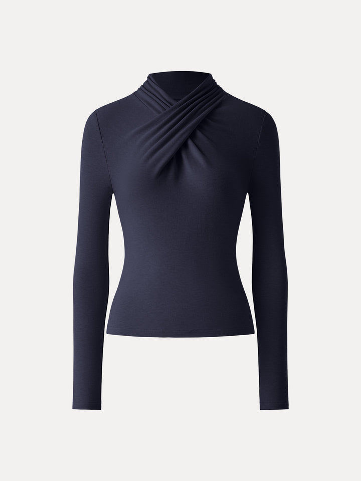 ProWarm Twisted Mockneck Long Sleeve Top Midnight Navy XS