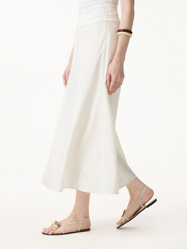 OGLmove Lyocell-Linen Blend Maxi Flared Pull-On Skirt