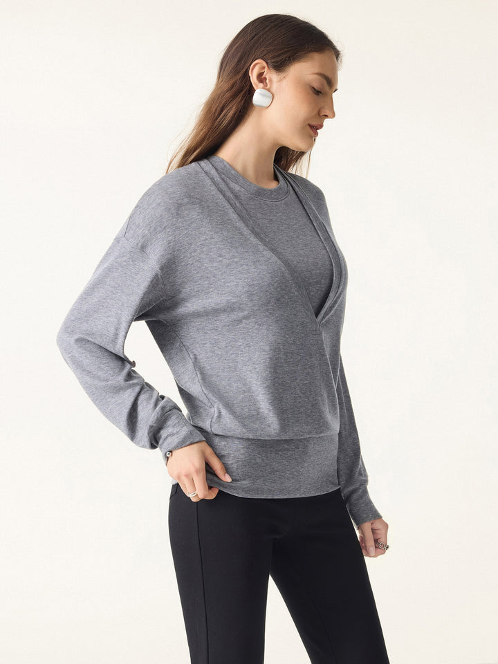 Lyocell Cashmere V-neck Drop Shoulder Top