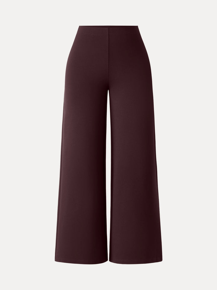 Tummy-Smooth Wide Leg Pull-on Pants with Pockets Regular Dark Berry