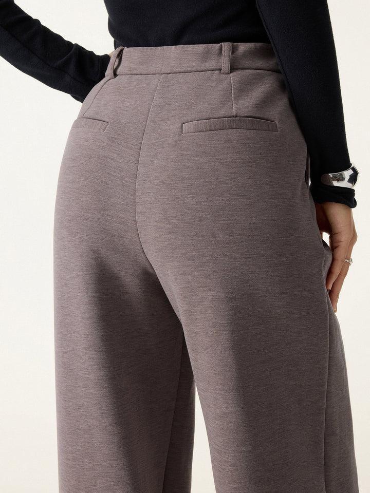 Cozy Warm High Rise Slanted Fly Front Wide Leg Pants