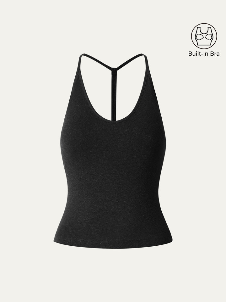 Soft Linen Luxe V-neck T-back Airy Brami Tank Black XS