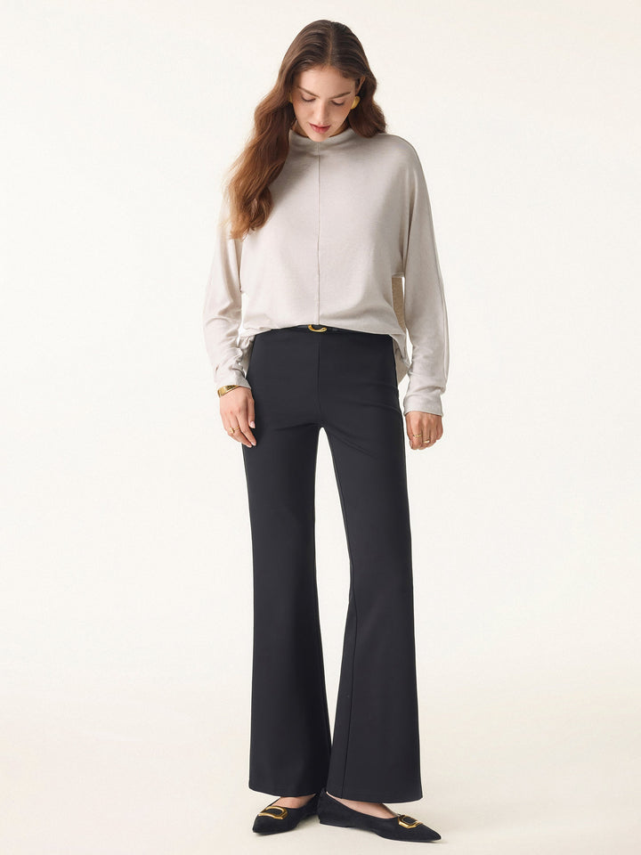 Lyocell Cashmere Relaxed Mockneck Batwing Sleeve Top Heather Fog Ivory XS