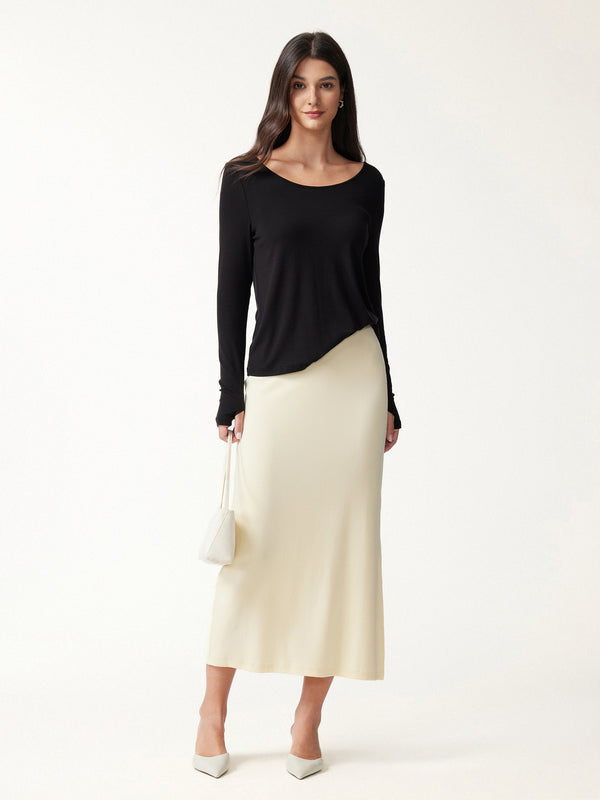 OGLmove Eco-Mousse® Mid-Rise Side-Slit Column Midi Skirt