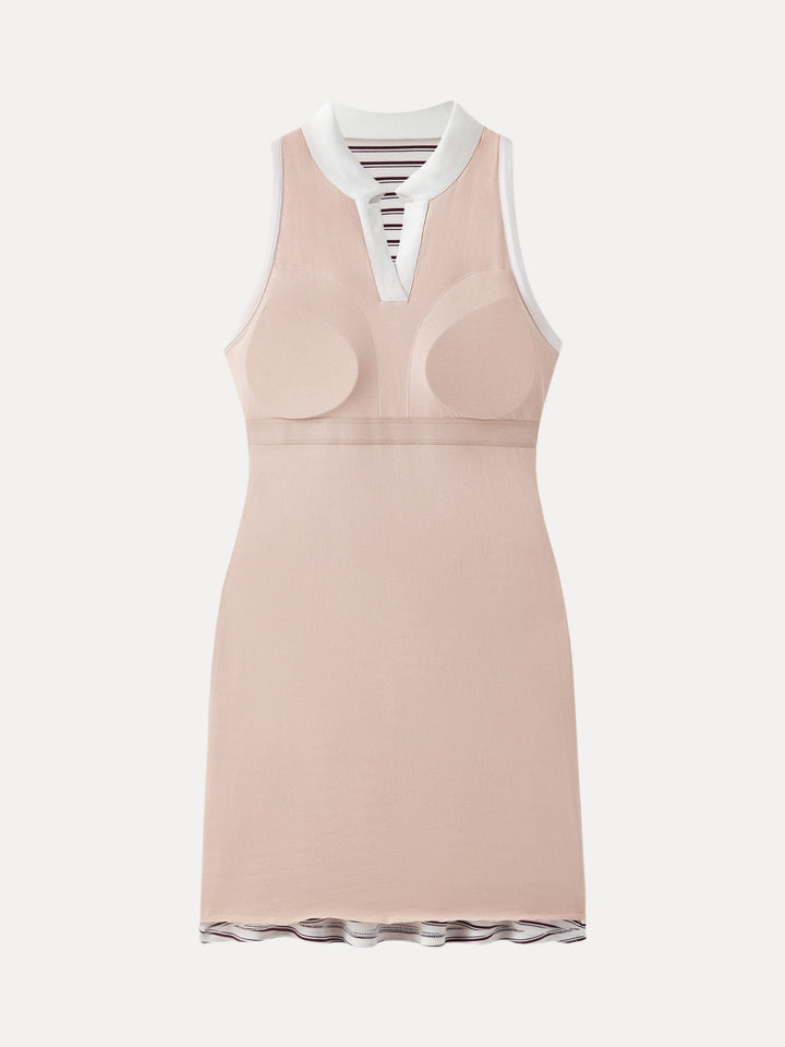 Striped Polo Neck Sleeveless Mini Brami Dress