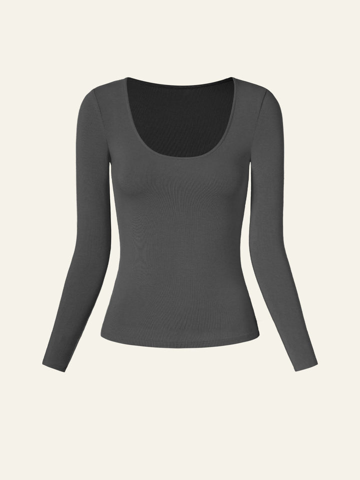 Eco-MiyaMoon® Scoop Neck Tissue Base-Layer Top Blue Charcoal 2XL