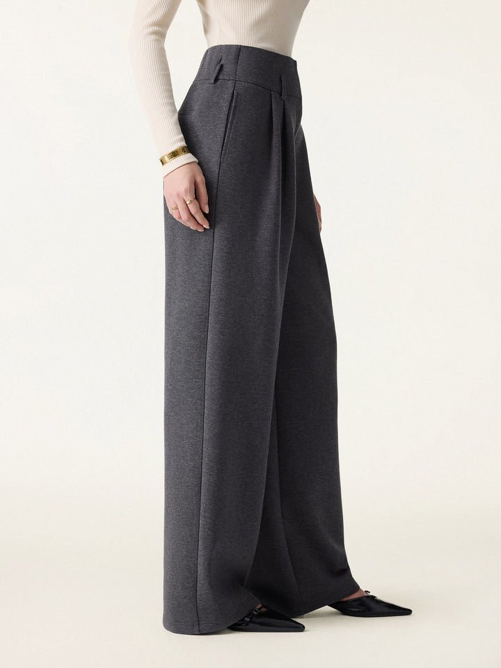 Cozy Warm High Rise Wide Leg Trousers with Pockets