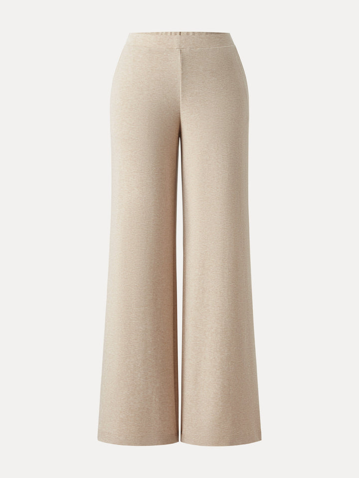 Lyocell Wool Mid Rise Wide Leg Pull-on Pants with Pockets