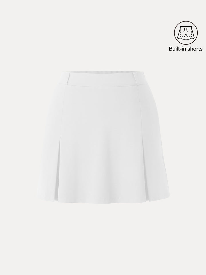 Bamboo Ponte Mid Rise Skort with Pockets White XS