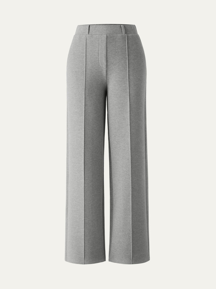 High Waisted Straight Leg Pull On Pant Heather Grey XS