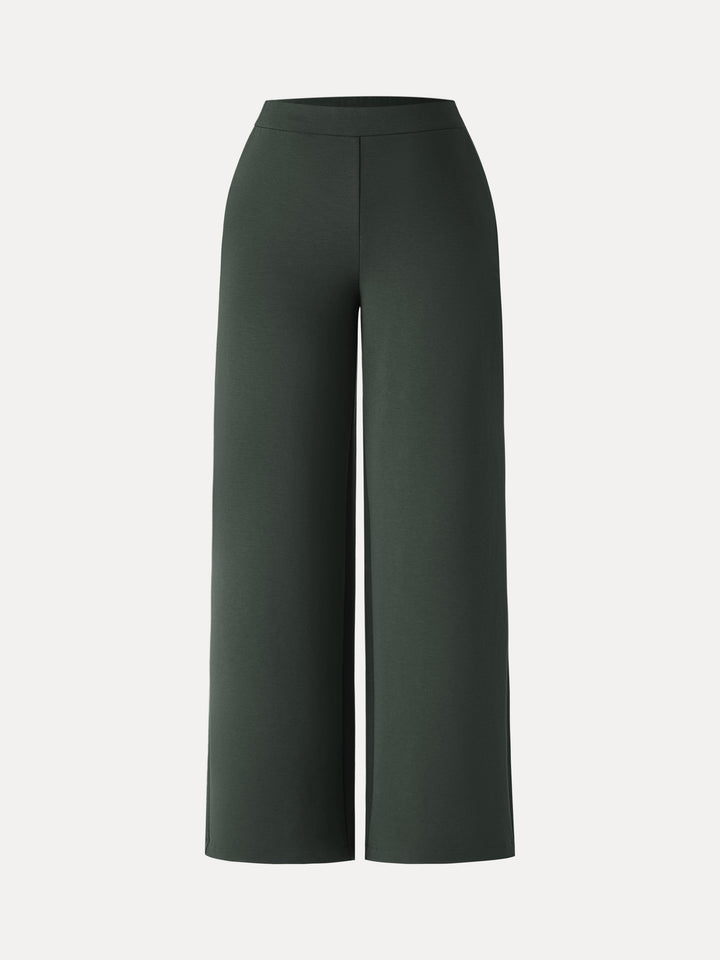 Brushed Stretch High Rise Slim Straight Pull-on Pants with Pockets Petite Seaweed