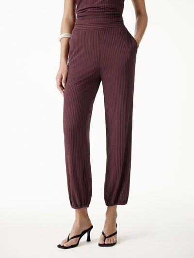 OGLmove Wrinkle-Free Ultra-soft Mid-Rise Cropped Lounge Pants with Pockets Ruby Berry XS