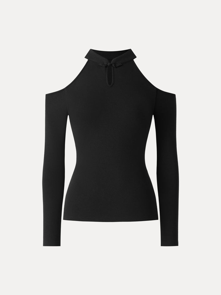 Cutout Shoulder Mandarin Collar Going-out Brami