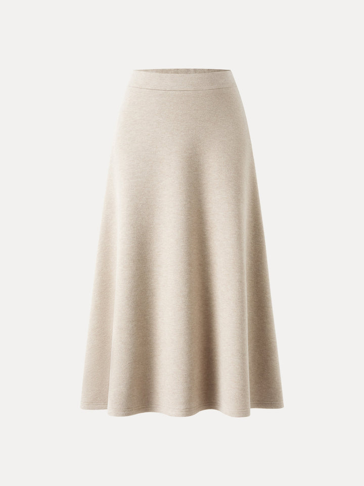 FuzzLuxe Essential Midi A-line Circle Skirt Heather Beige XS
