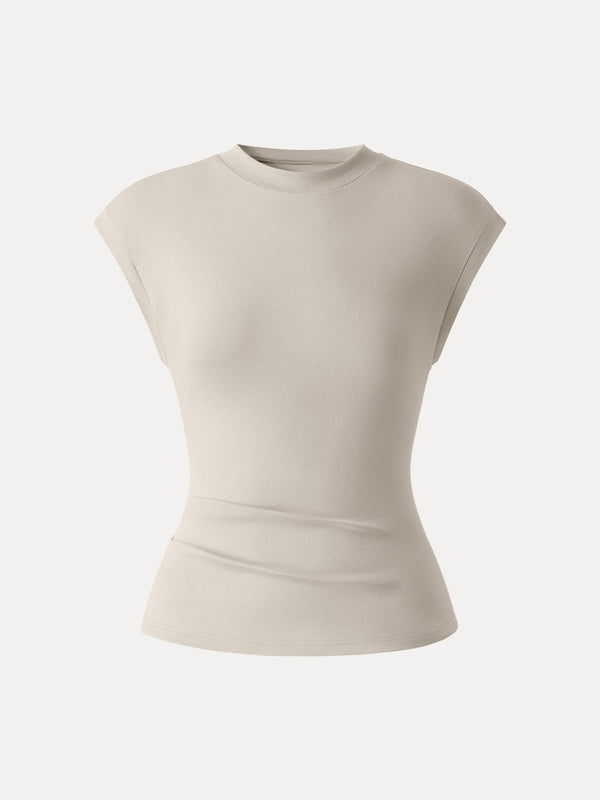 Cotton Lyocell Elevated Crew Neck Everyday Tee Ash Beige XS