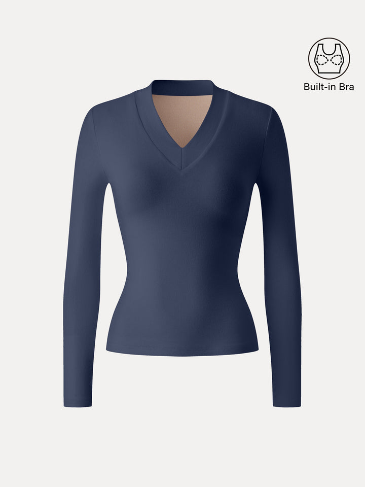 Essential V-neck Wide Binding Slimming Brami Top Indigo XS