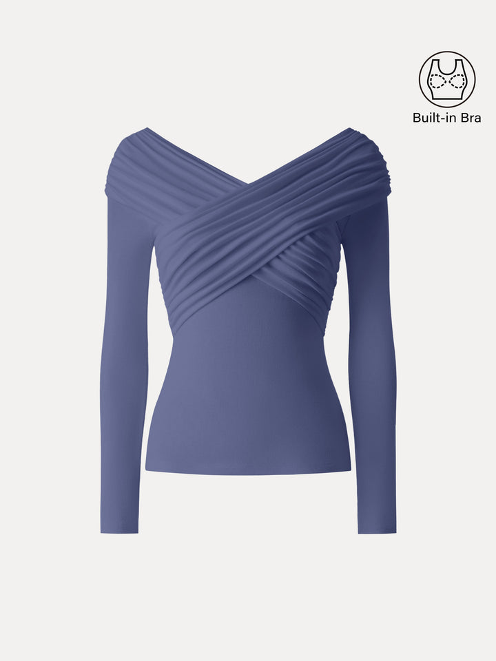 Ruched V-Neck Surplice Brami Duke Blue XS