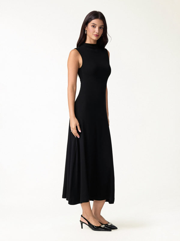 OGLmove Eco-Mousse® Mock Neck Sleeveless A-Line Midi Bra Dress
