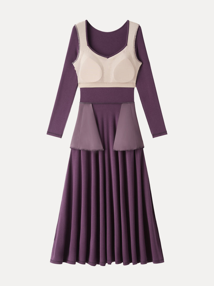 LiteWarm Flowy Diamond Neck Maxi Brami Dress with Pockets