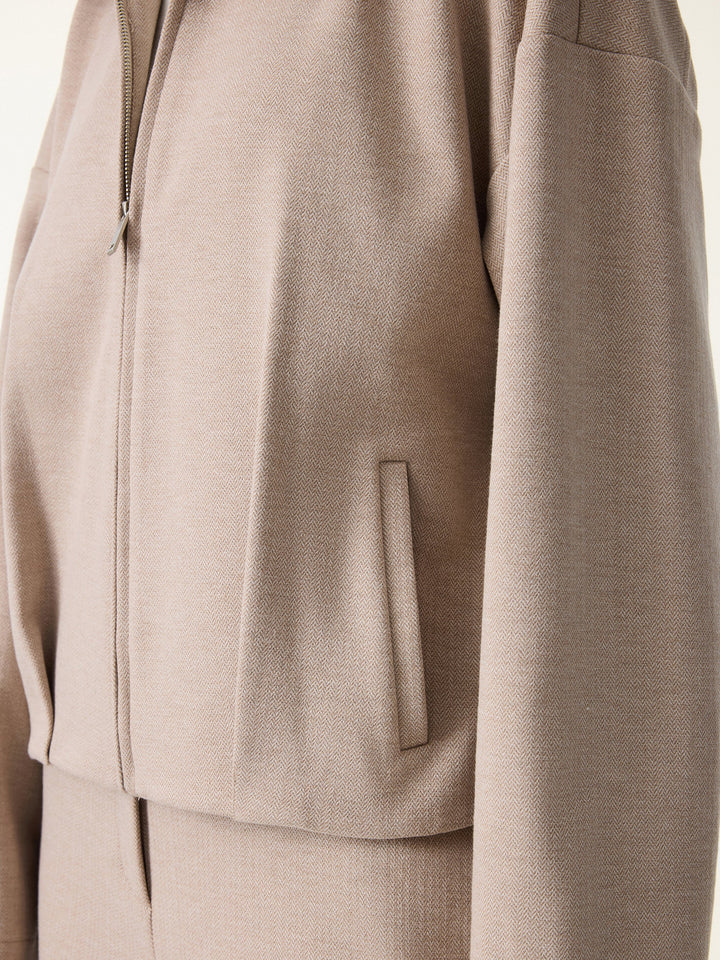 Herringbone Textured Full Zip Jacket