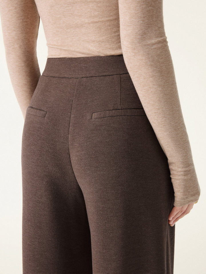 Cozy Warm Mid Rise Barrel Leg Pull-on Pants with Pockets