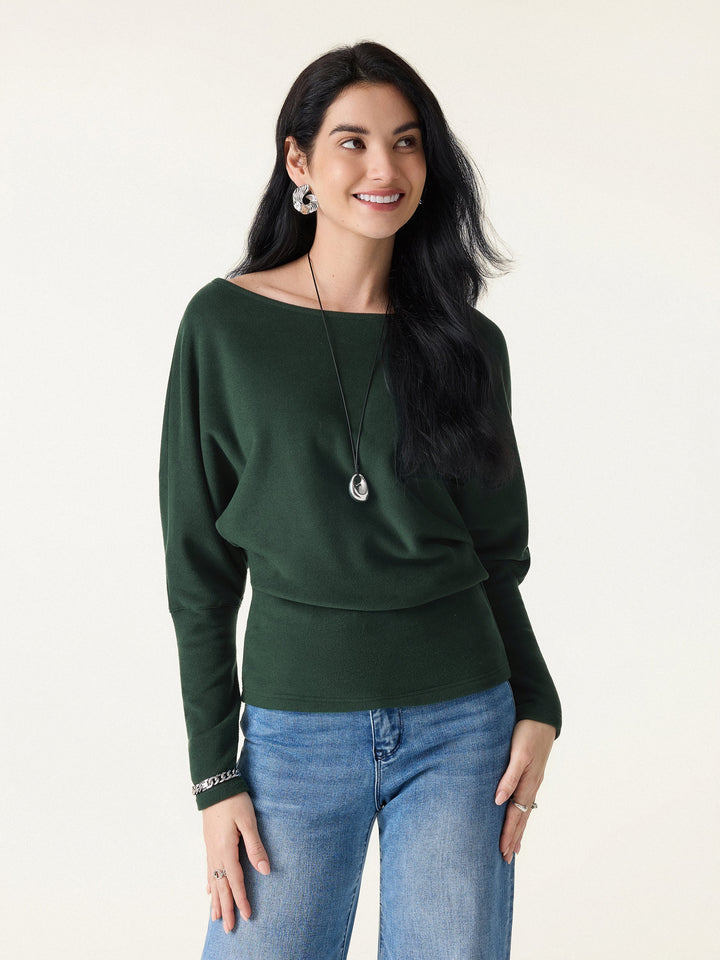 MaxWarm Boatneck Top with Close-Fit Hem
