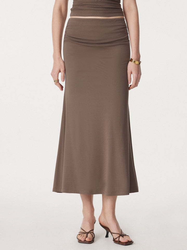 Classic Side Ruched Mermaid Maxi Skirt