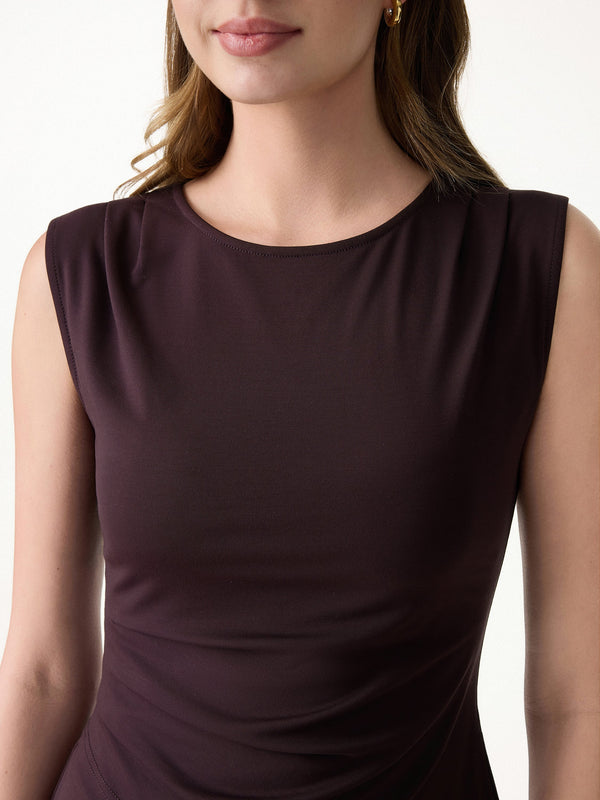 2Pcs Set Tucked Asymmetrical Hem Top & A-Line Pull-On Skirt