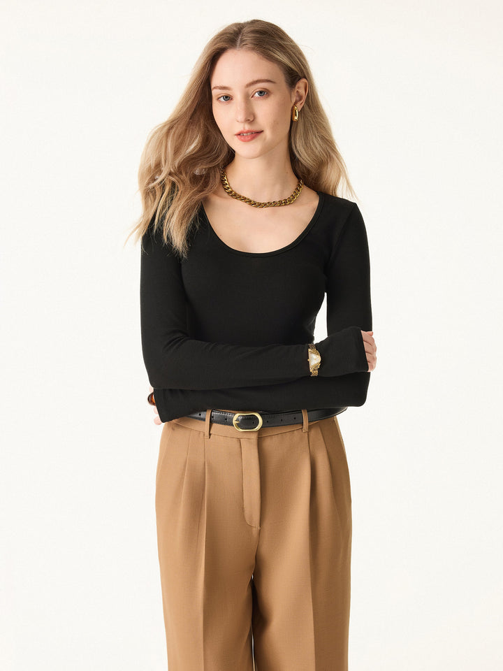 Essential Lyocell Cashmere Multi-Wear Long Sleeve Top with Thumbholes