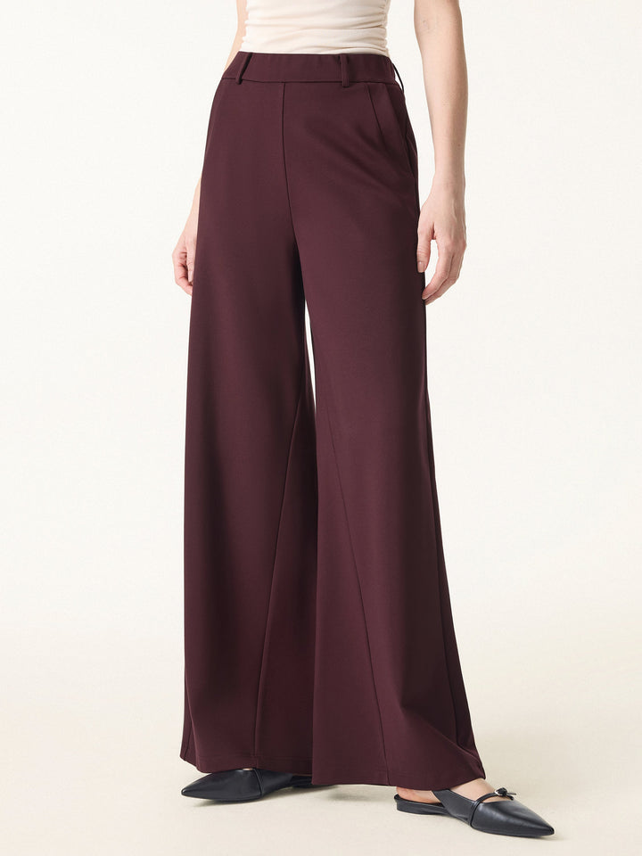 Mid Rise Wide Leg Pull-on Pants with Pockets