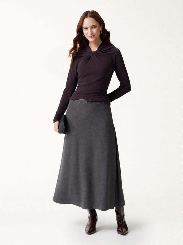 OGLmove MaxWarm Mid-Rise Godet A-Line Midi Skirt