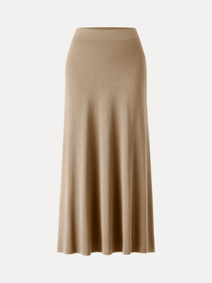 Light Warm Pull-on Circle Flared Maxi Skirt Nude XS