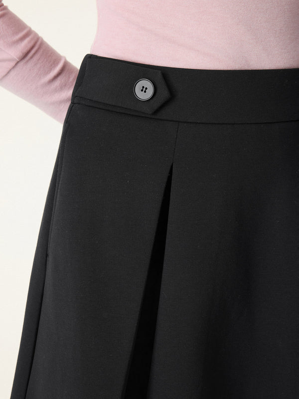 Strech Cotton Blend Pleated Skort with Built-in Shorts