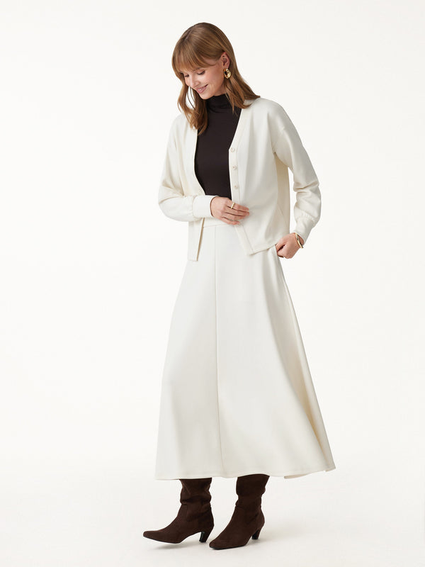 OGLmove Modal Spacer Knit High-Rise Umbrella Midi Skirt with Pockets