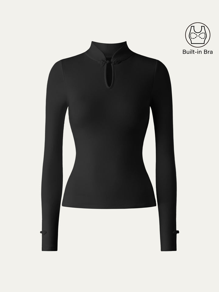 Mandarin Collar Frog Button Brami Top Limited Edition Black XS