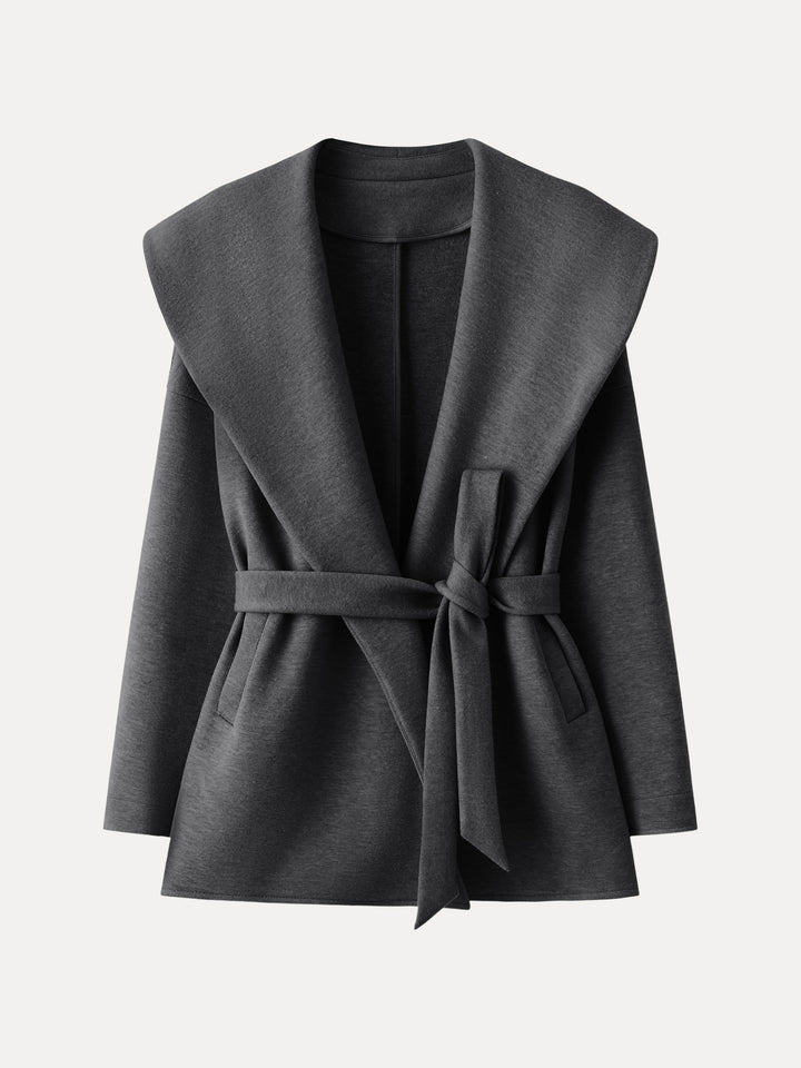 Belted Shawl Collar Robe Jacket with Pockets