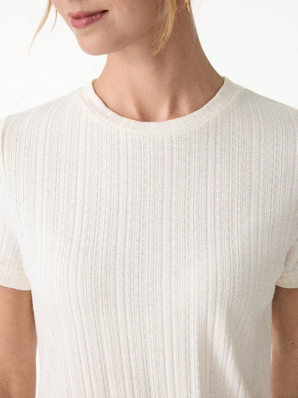 Pointelle Tucked Short Sleeve Summer Tee