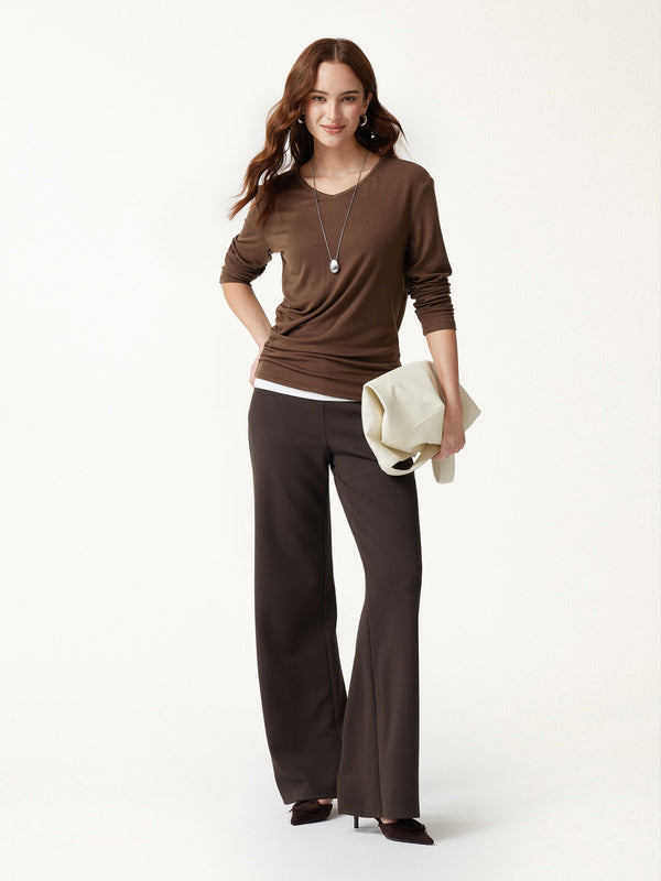 OGLmove LiteWarm V-Neck Long Sleeve Ruched Top
