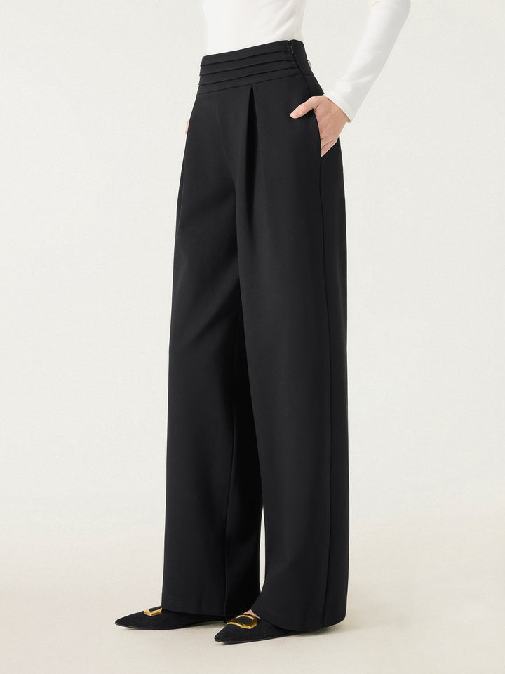 Chic High Rise Wide Leg Trousers with Pockets