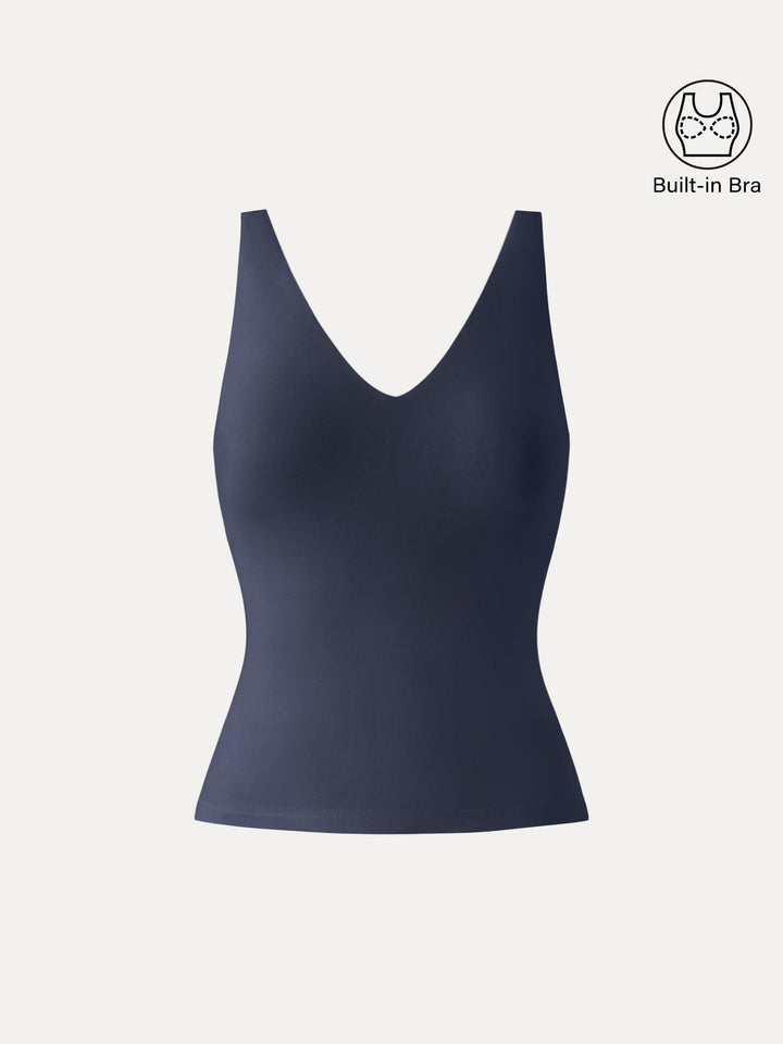 Essential V-neck Sleeveless New Airy Brami Tank Midnight Navy XS
