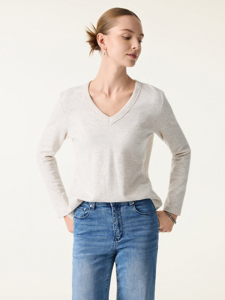 Relaxed Fit V-Neck Top with Scarf