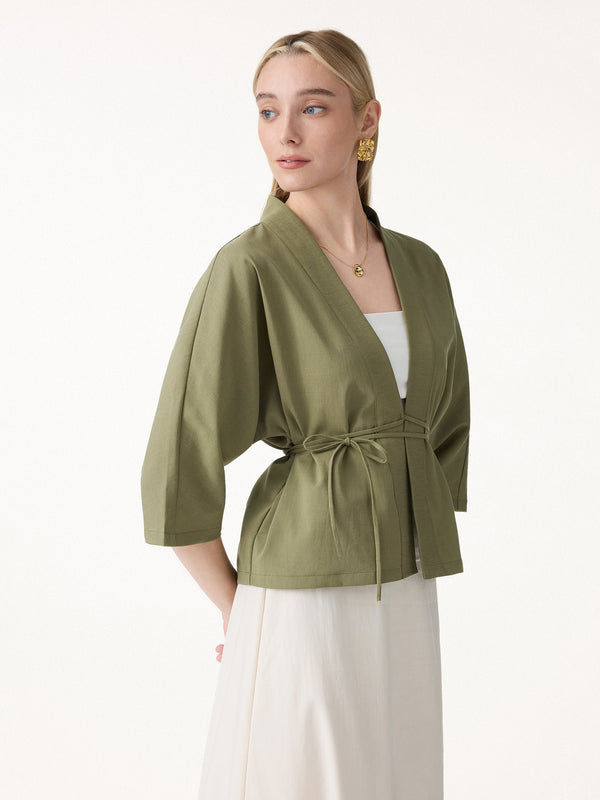 OGLmove Lyocell-Linen 3/4 Sleeve Cardigan