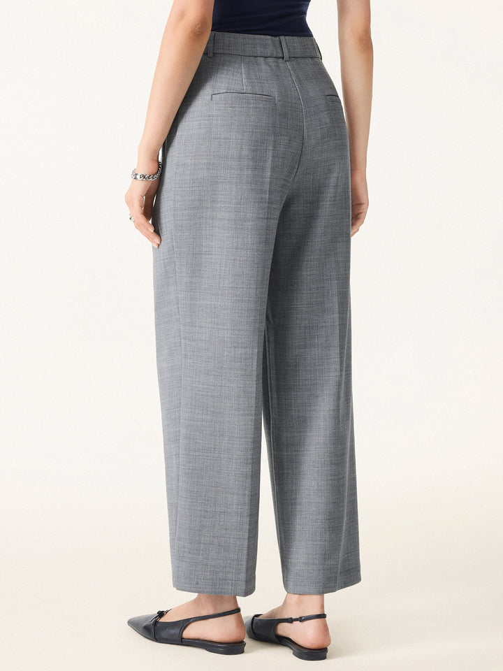 4-Way Stretch Mid Rise Cropped Tapered Trousers with Pockets