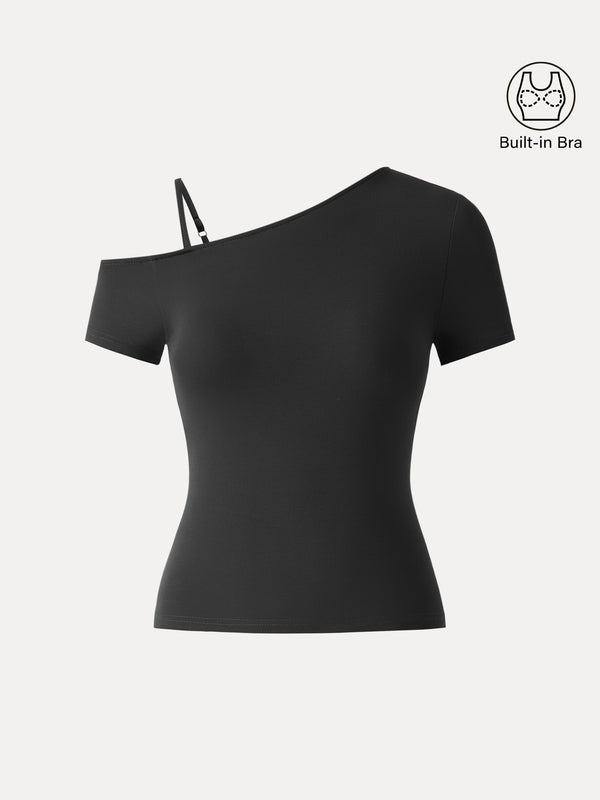 OGLmove Cooling SkinKiss Asymmetrical Shoulder Bra Top Black XS