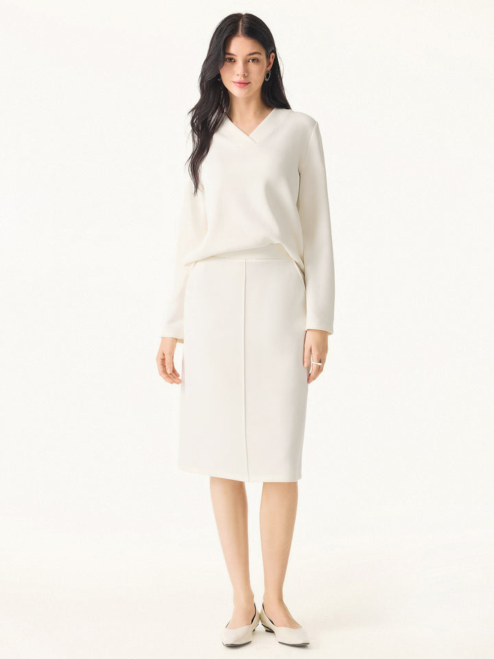 Modal Spacer Pull-on A-Line Midi Skirt with Pockets