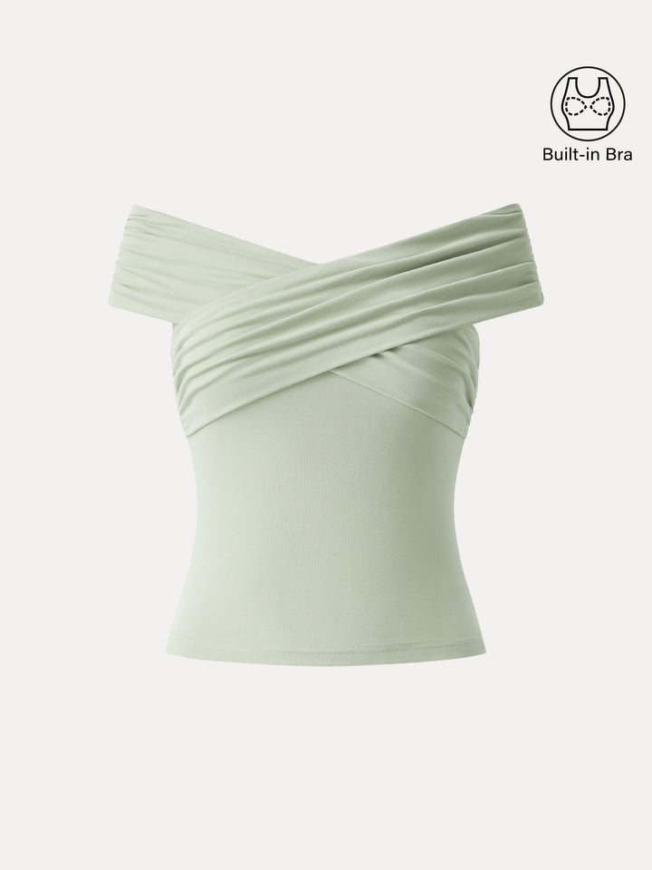 Criss Cross Off Shoulder New Airy Brami Top Salvia XS