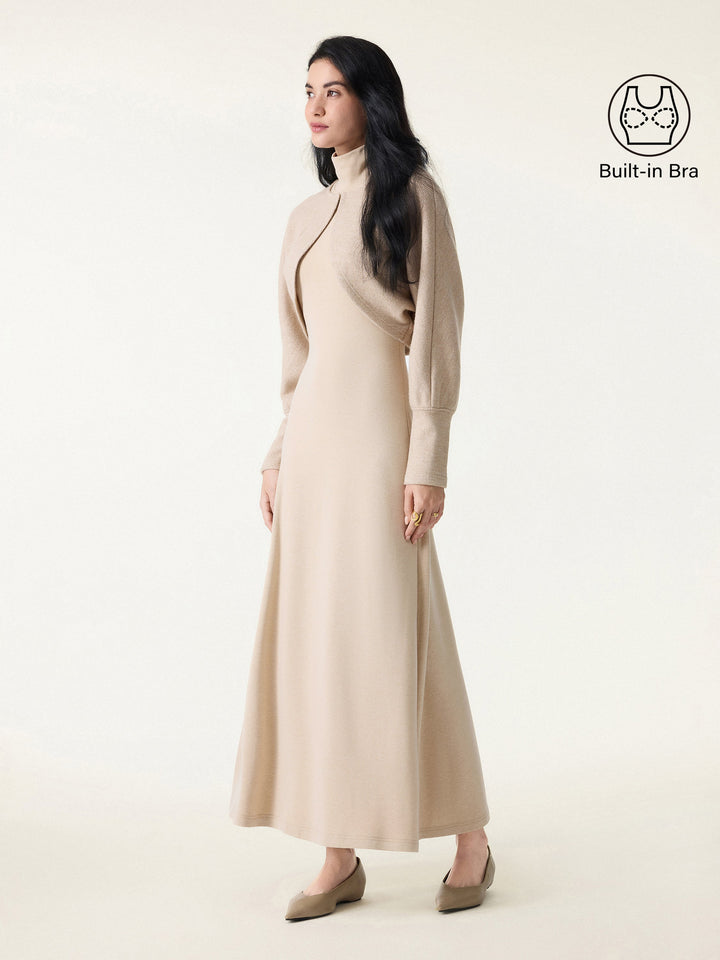 ProWarm Turtleneck Sleeveless Brami Dress with Cardigan