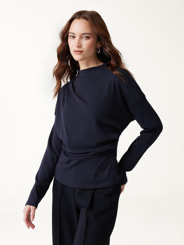 OGLmove Prowarm Mock Neck Long Sleeve Tucked Ruched Top