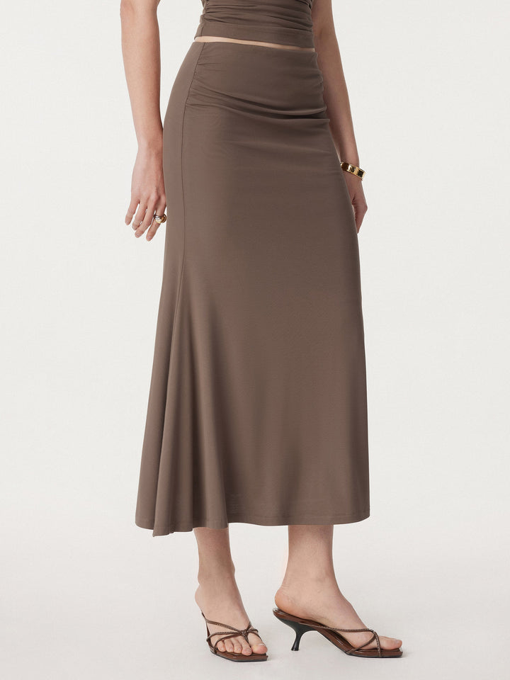 Classic Side Ruched Mermaid Maxi Skirt