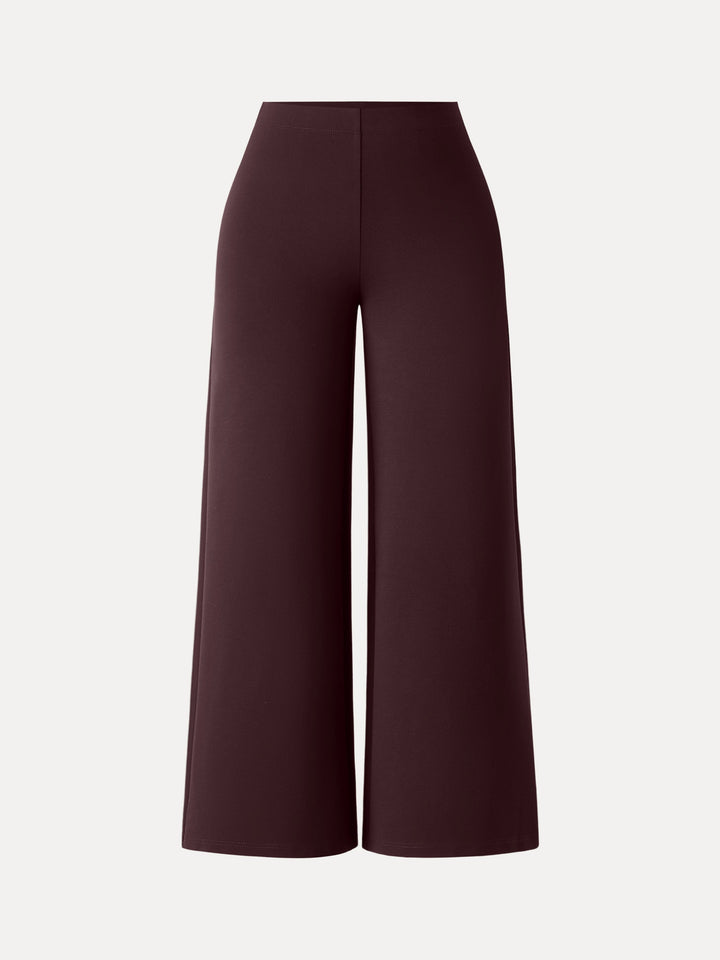 Tummy-Smooth Wide Leg Pull-on Pants with Pockets Petite Dark Berry